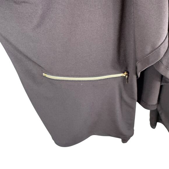 Chico's Brown Long Roll Tab Sleeve Stretchy Draped Open Blouse Pockets Size L - Picture 3 of 7